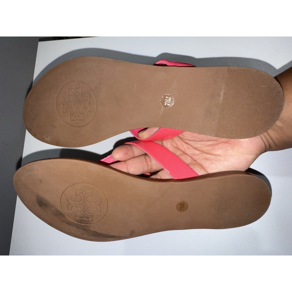Tory Burch‎ Leighanne Thong Flip Flop Sandals 7.5 Pink Patent Leather Flat A - Picture 3 of 6